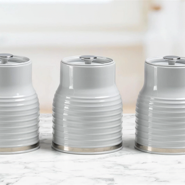 Daewoo Sienna Kitchen Cannisters Set of 3 Coffee Tea Sugar Biscuit Food Storage
